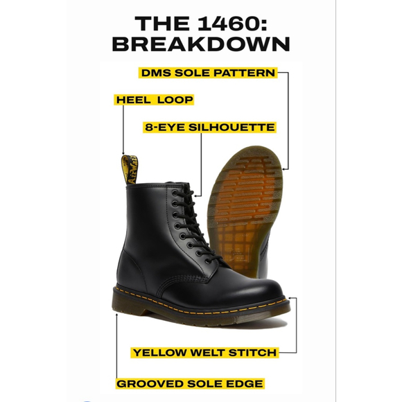 Dr. Martens 1460 Black Smooth Leather Lace Up Boots US 3 - Picture 16 of 16